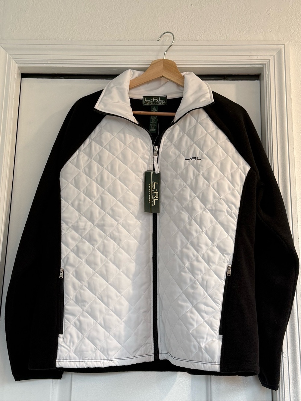 Lauren Ralph Lauren White and Black Quilted Puffer Jacket